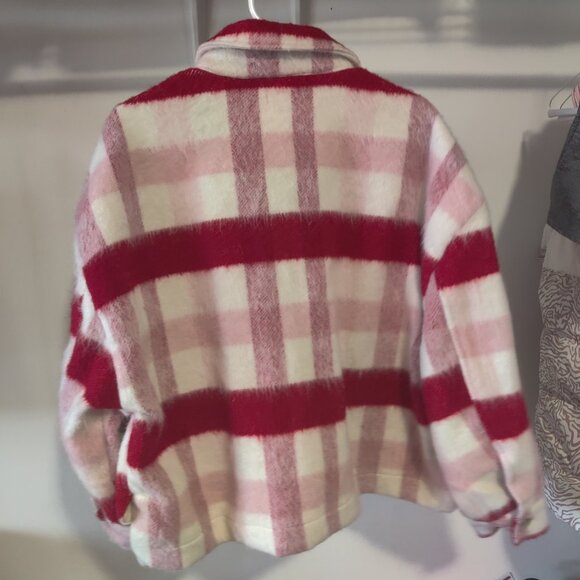NWoT DKNY Women's Brushed Button Up Cozy Jacket Red Check Size XL $200 6C092 - Picture 2 of 2